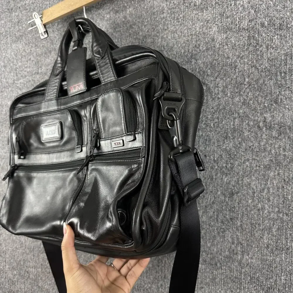 Tumi Black Leather Laptop Briefcase